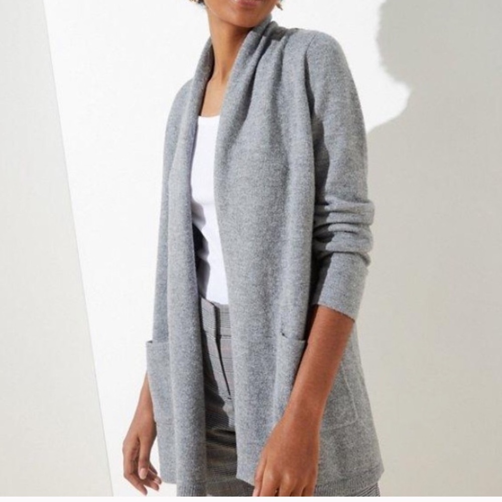 Shawl collar pocket cardigan loft gray- small